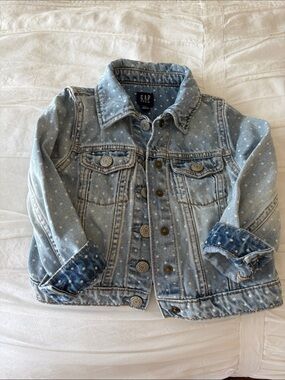 GAP Light Blue Polka Dot Kids Denim Jacket size 3 yrs